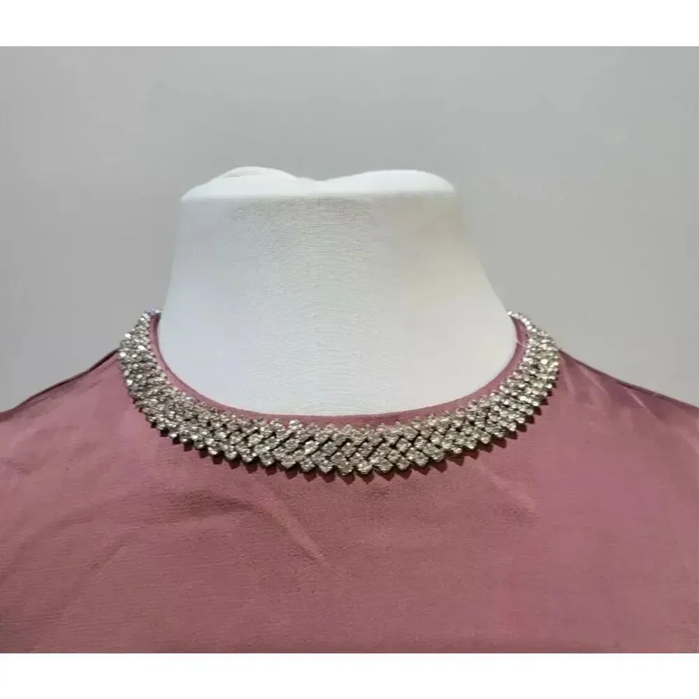Mac Duggal NWT size 4 jeweled neck cocktail dress style 55697 mauve